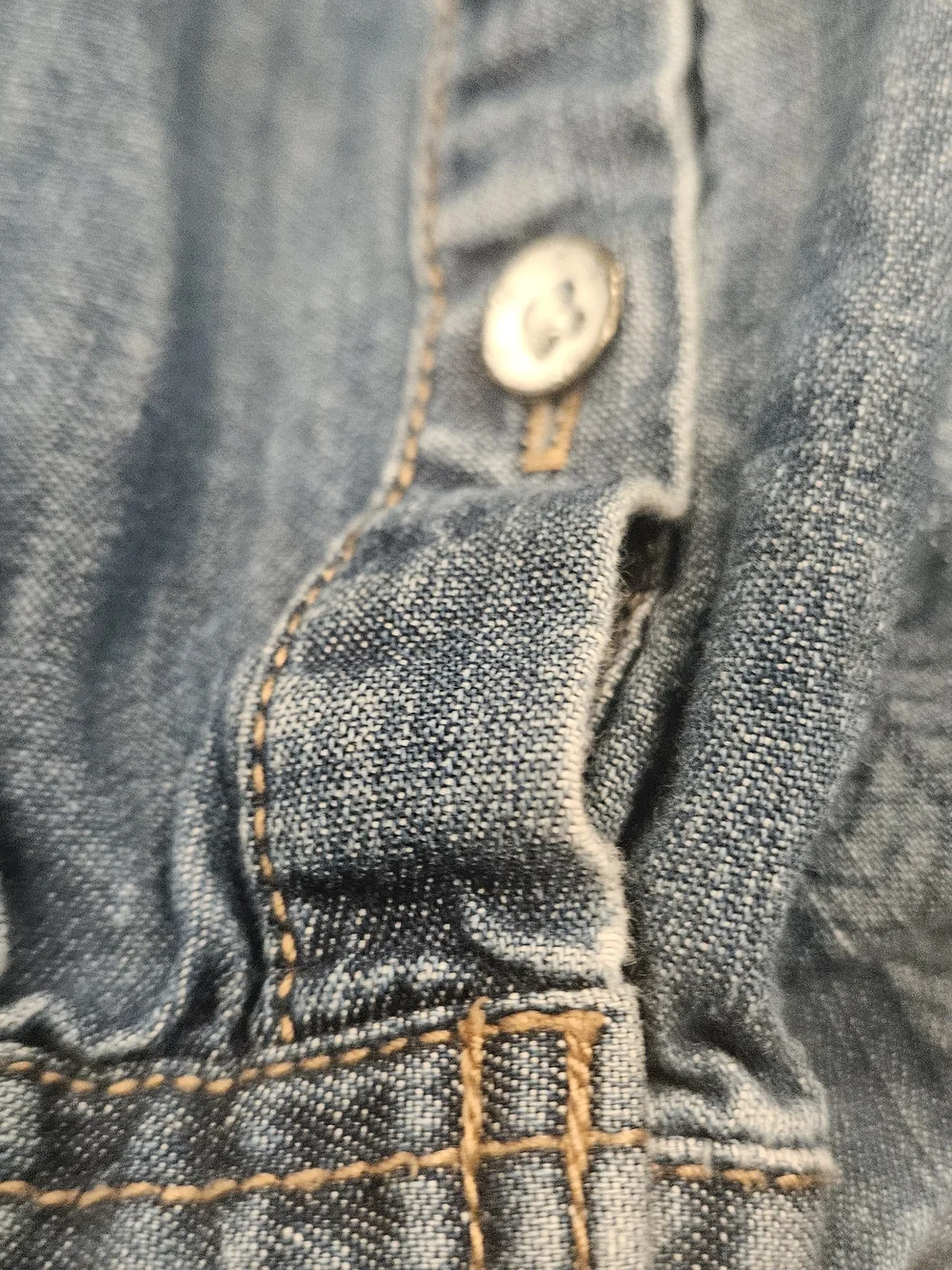 True Religion Blue Patchwork Denim Shirt Slim Fit- Men M